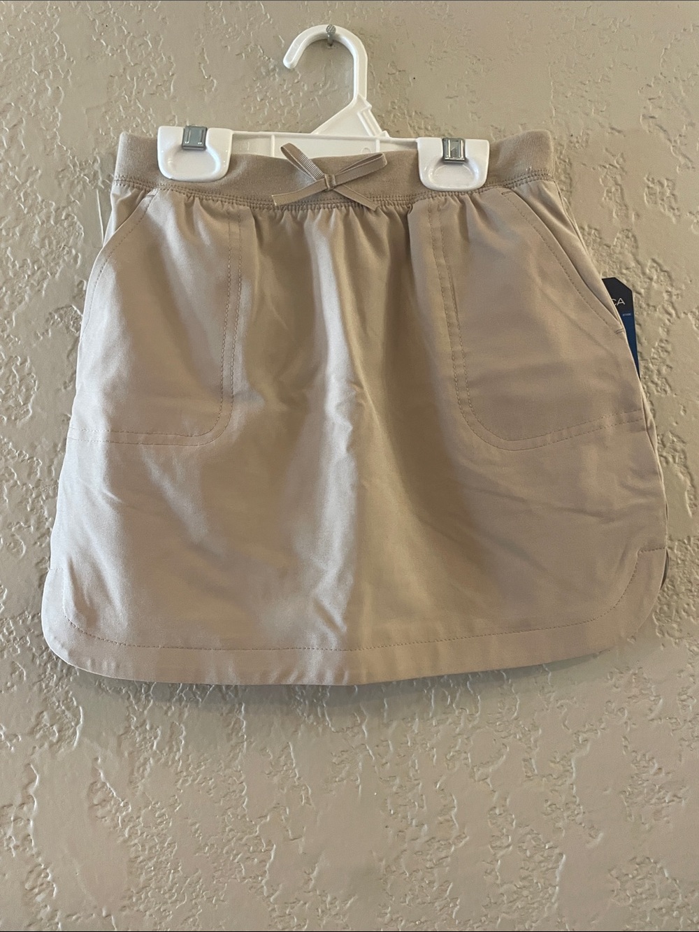 Nautica Beige Drawstring Mini Skirt with Front Pockets